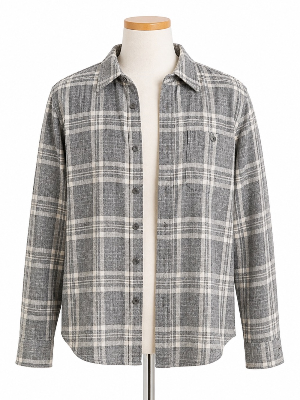 Weatherproof Gray and White Plaid Button-Up Shirt
